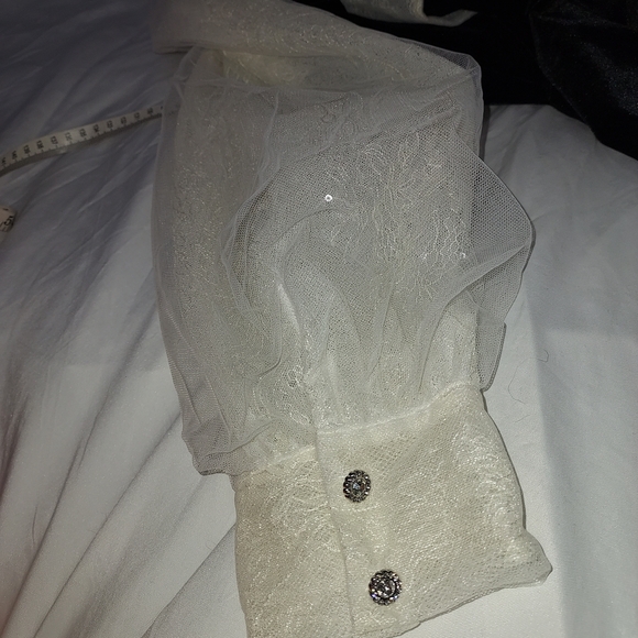 Chic Black Velvet Dress with White Lace Accents - Picture 6 of 6